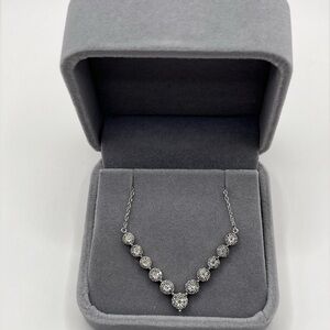 0.50 CT Natural Diamond Chevron Sterling Silver Necklace